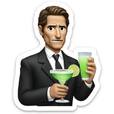 Patrick Bateman holding a margarita glass sticker