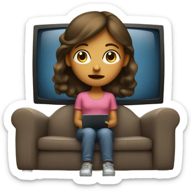 girl watching tv sticker