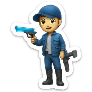Little boy blue and glass play gun sticker