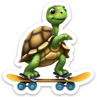 Tortoise riding skates sticker
