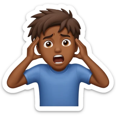 Boy Sadly screaming and pulling out hair  sticker