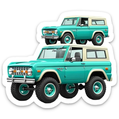 turquoise green classic ford bronco with slot mag wheels sticker