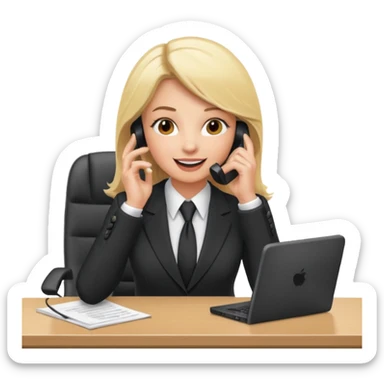 office-boss-excited-phone-desk-blonde sticker