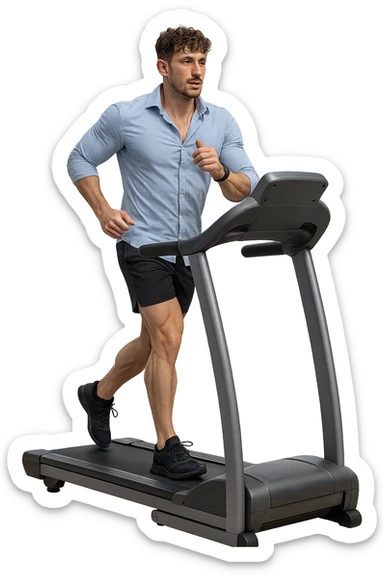 Uomo che sta facendo cardio correndo sul tapis roulant sticker