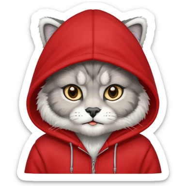 manul in a red hoodie sticker