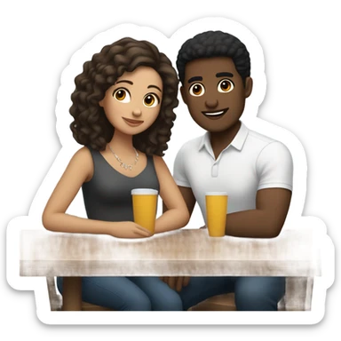 latina girlfriend black and white boyfriend brown hair on a date   sticker