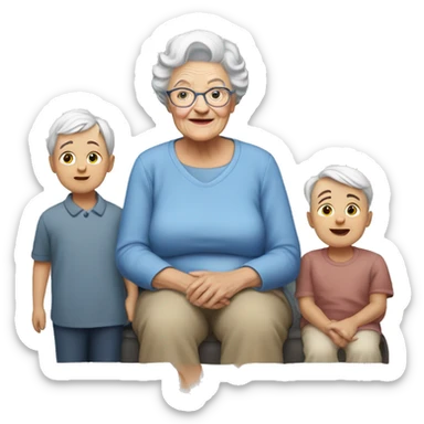 White Grandma With Four grand childs sticker