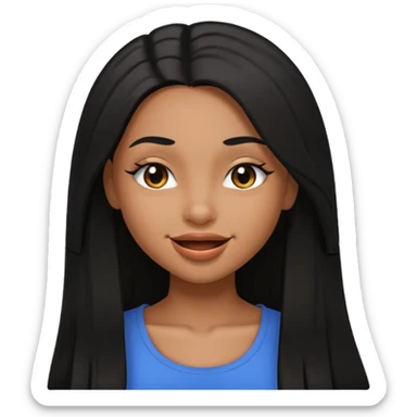 dark mixed girl with long black straight hair, winking sticker