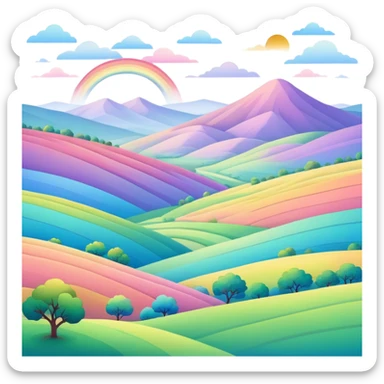  pastel rainbow valley landscape  sticker