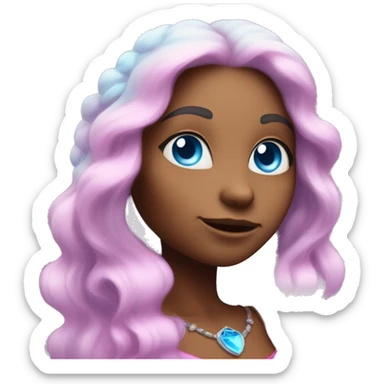 loving magical diva with pink andromedan skin long hair and blue eyes glowing third eye sticker