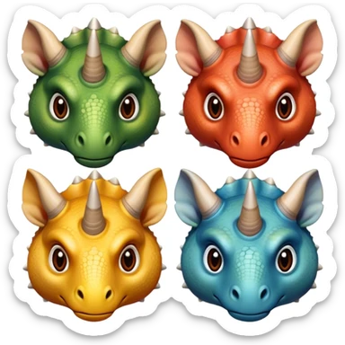 faces of different triceratops sticker