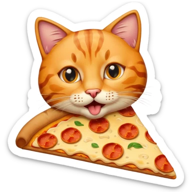 cat eating pizza with cheese stretch sticker