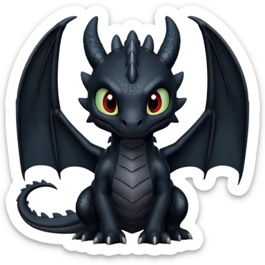 Un dragón furia nocturna mirando de frente animado  sticker