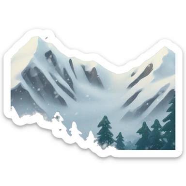 Mountains while snowing  sticker