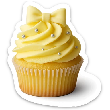 Change the icing to lemon, keep the realistic cupcake and accessories, photorealistic style, transparent background. sticker