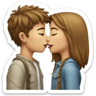 Girl and boy kissing each other in lips sticker