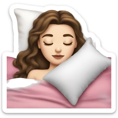 sleeping beauty brunette white girl with a silk pillow sticker