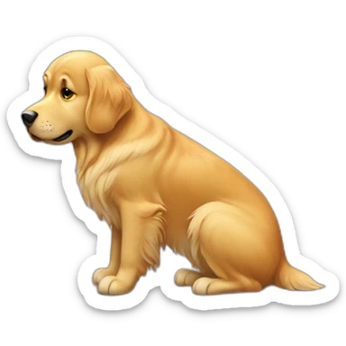 Dopey golden retriever writing code sticker