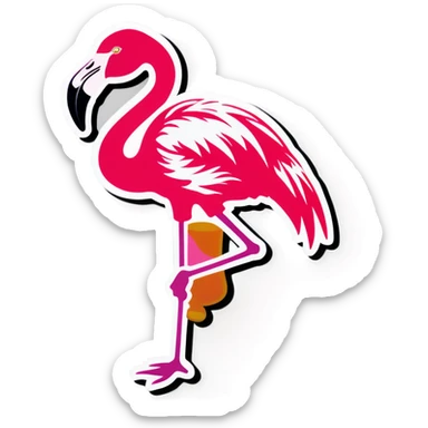 Flamingo drinking champagne sticker