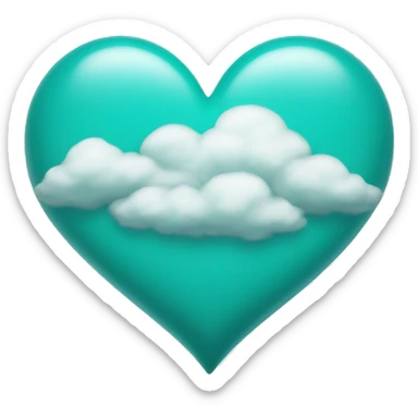 Teal heart with clouds around it  sticker