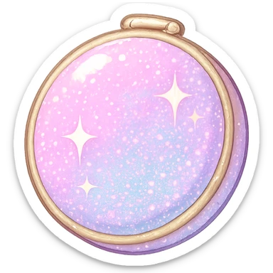 girly sparkling compact mirror, pastel, no background sticker