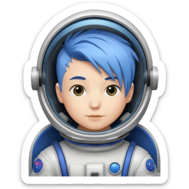 astronaut with short blue mohawk hair non helmet sticker