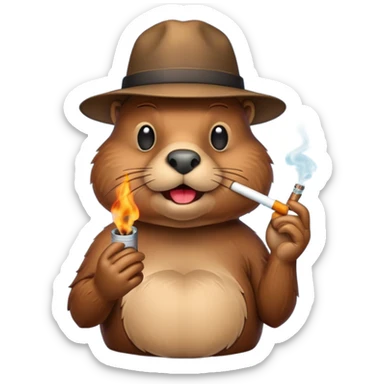 beaver smoking emojis funny sticker