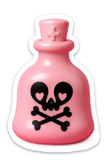 pink goth potion bottle, collectible and gothic sticker