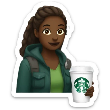 Girl at the airport drinking Starbucks sticker