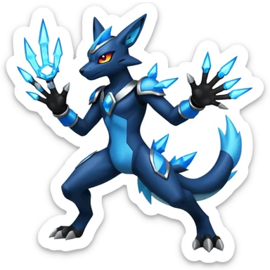 Edgy futuristic Zeraora-Zekrom-Lucario-fusion sticker