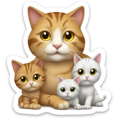 mother cat with 3 kittens sticker