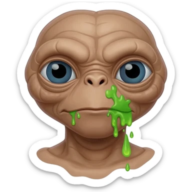 E.T. The Extra-Terrestrial from the movie puking green liquid sticker