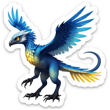  Cool Edgy blue-yellow-black-gradient ethereal badass Raptor-Fionbri-Vernid-Trico-animal-creature full body  sticker