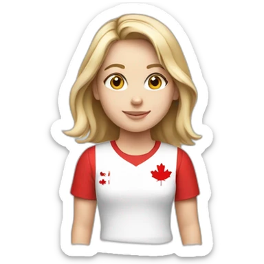 white girl wearing Canada t-shirt sticker