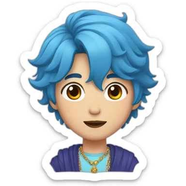 Korean guy with blue hair and jewellery  sticker