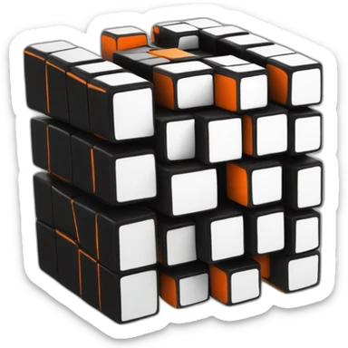 rubik cube black with orange details sticker