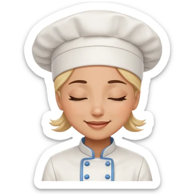Female chef closing her eyes smiling sticker