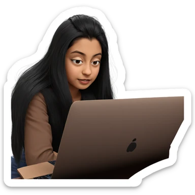 girl with long black hair sticker