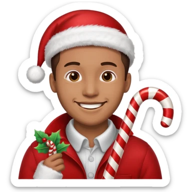 man with a candy cane sticker