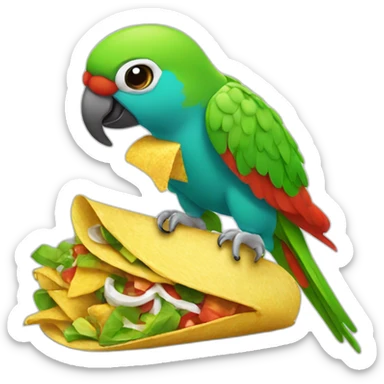 mono color parrot eats tacos sticker