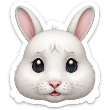 White rabbit sad crying tears emoji  sticker