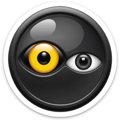 Minimalist emoji-style sticker of a black surveillance camera lens with a demonic eye inside, grayscale, with the words “ALWAYS WATCHING” below

 sticker