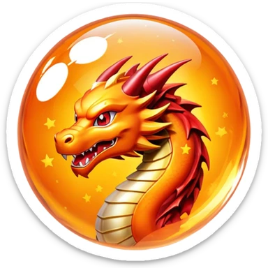Orange crystal Dragon Ball with red stars inside, inspired by Dragon Ball anime sticker