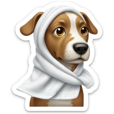 Dog wearing towel  sticker