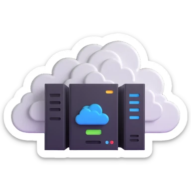 cloud server with data center logo sticker