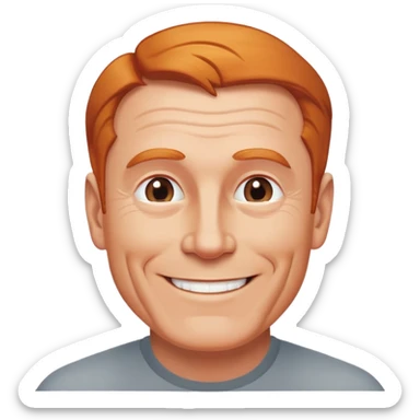 smiling older white man, fit physique, receding ginger hair, approachable look sticker