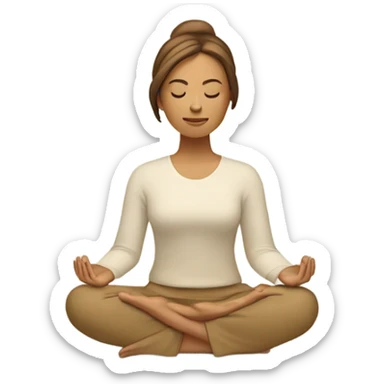 golden brown haired youthful middle aged peaceful woman meditating, warm but pale tan sticker