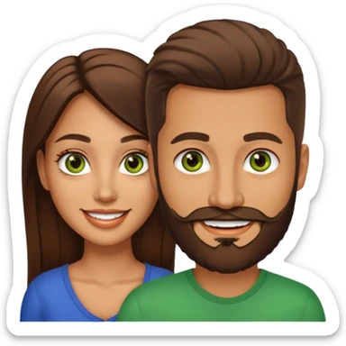 Naked Latina woman brown eyes with white man with brown beard and green eyes sticker