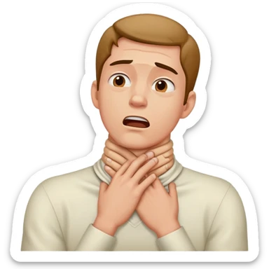 dude choking his neck with two hands sticker