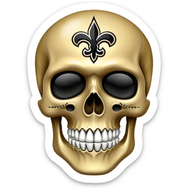 skull in New Orleans Saints colors (black and gold) sticker